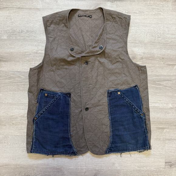 Begetex Vest VTG Brown With Denim Pockets Sz 50 - Picture 1 of 5